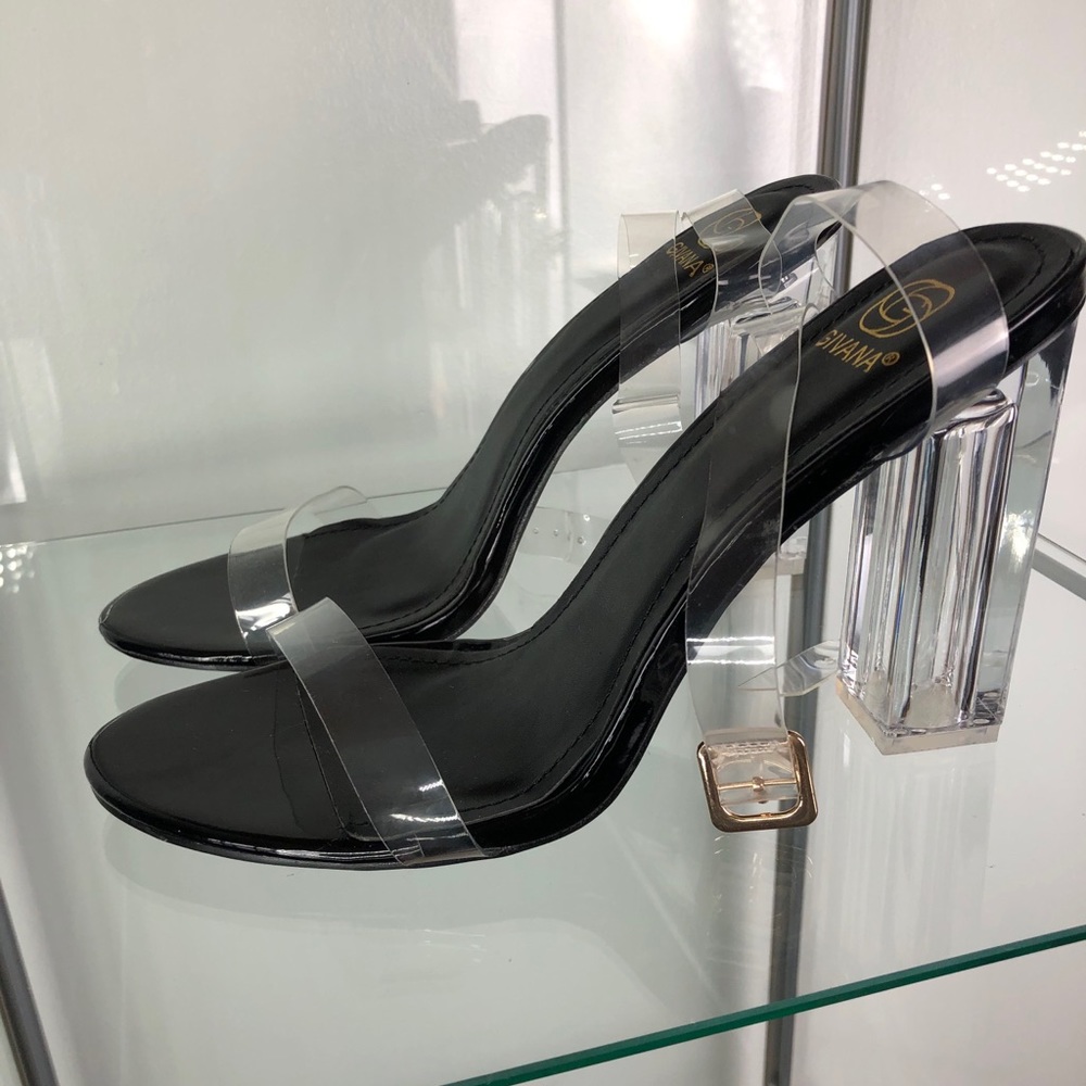 Givana Ariah Black Perspex Open Toe Heels